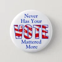 Never Has Your Vote Mattered More Button