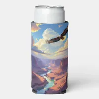 Eagle Flying over a Canyon Seltzer Can Cooler