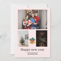 Simple Modern 3 photo new years Holiday Card