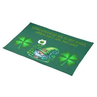 Cute St Patrick's Gnome Sleeping on hunter green | Cloth Placemat