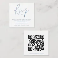 Script QR Code Wedding Blue White RSVP Enclosure Card