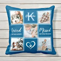 Pet Dog Memorial Keepsake Blue Photo Collage Throw Pillow