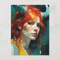 Red Haired Horned Goddess Postcard