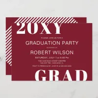 Burgundy and White Bold Typography Graduation Invitation