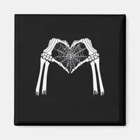 Skeleton Hands Cobweb Heart (White) Classic Magnet
