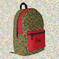 Retro flowers, cute personalizable  printed backpack