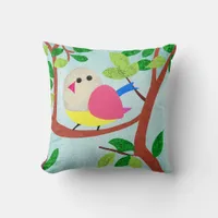 Bird in a tree throw pillow