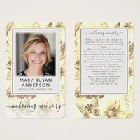 Floral Photo Funeral Memorial Poem Card