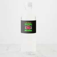 4th Grade Teachers Brains Skeleton Hand Heart Hall Water Bottle Label