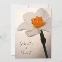 White Spring Daffodil Flower Wedding Invitation