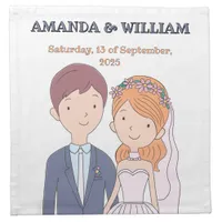 Simple, Cartoon-Iike  Spouses Illustration Wedding Cloth Napkin