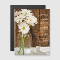 Mason Jar and White Daisies Barn Wedding Magnetic Invitation