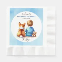 Baby Boy and his Corgi Puppy Baby Shower Napkins