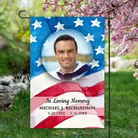 Patriotic Memorial Custom Photo Veteran Cemetery  Garden Flag