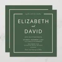 Rustic Warm Green Modern Minimalist Wedding Invitation