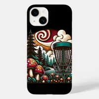 Pop Art Mushrooms and Disc Golf Course Ai Art Case-Mate iPhone 14 Case