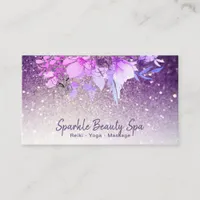 ~ Purple Ombre Glitter Beauty Floral Spa Business Card