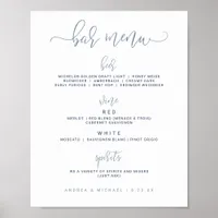 Wedding Bar Menu Sign - Bounce Script (Dusty Blue)