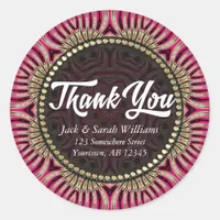 Gold Pink Favor Tag Thank You Sticker