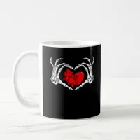 Scary Skeleton Hands And Red Heart Creepy Spooky V Coffee Mug