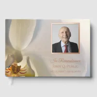 White Orchid Flower Celebration of Life Memorial Foil Guest Book