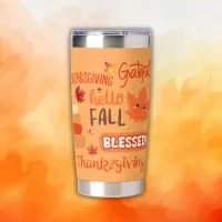 Fall Decor Pumpkin Thanksgiving on Orange | Insulated Tumbler