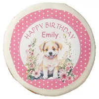 Puppy Dog Themed Personalized Birthday Sugar Cookie