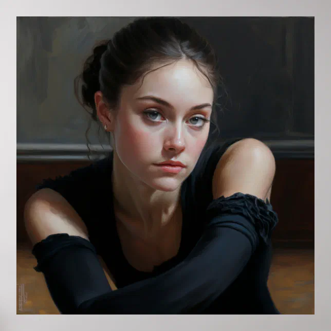 Russian Dancer Woman Portrait Oil Painting