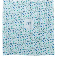 Baby blue raindrops monogram shower curtain