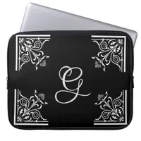 Bold Black and White Vintage Personalized  Laptop Sleeve