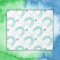 Simple Green Rainbow Boho on White | Fleece Blanket