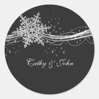 black Silver Snowflakes wedding favor stickers