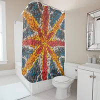 Vibrant mosaic Union Jack Shower Curtain