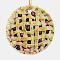 Yummy Cherry Pie Food Christmas Ceramic Ornament