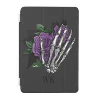 Vintage Gothic Purple Roses Skeleton Monogram iPad Mini Cover