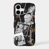 Black Rainbow Swirls Photo Collage Personalized iPhone 17 Case