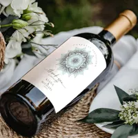 Mandala Lace Wedding Thank You Lt. Blue ID968 Wine Label