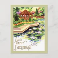 Vintage Flower Garden Birthday Postcard