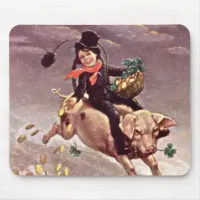 Vintage Boy on Pig Mouse Pad