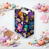 Cute Purple Cartoon Monster Halloween Medium Gift Bag