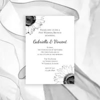 Black and White Sunflower Post Wedding Brunch Invitation