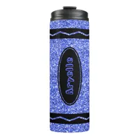 Custom Kids Name Blue Glitter Crayon Drink Tumbler