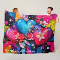 [Graffiti Love}  Romantic Funny Snuggle Throw  Fleece Blanket