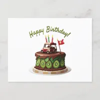 Golf Cart Birthday Cake Postcard