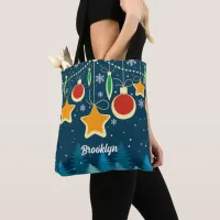 Retro Colorful Christmas Ornaments Design Tote Bag