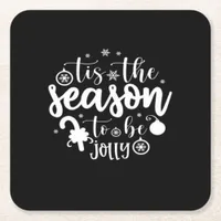 Christmas Santa Child Family Square Paper Coaster