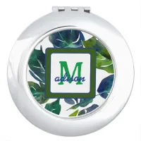 Green Leaves Philodendron Foliage Botanical Compact Mirror