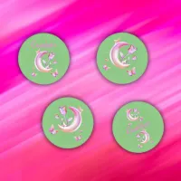 Pretty Pink- Moon, Butterfly, Floral - Monogram | Coaster Set