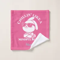  Personalized Pink "Mindful Bunny" Bath Towel Set