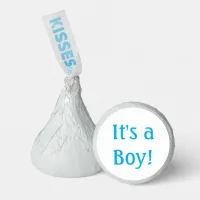 Minimalistic Blue Text on White "It's a Boy!" Hershey®'s Kisses®